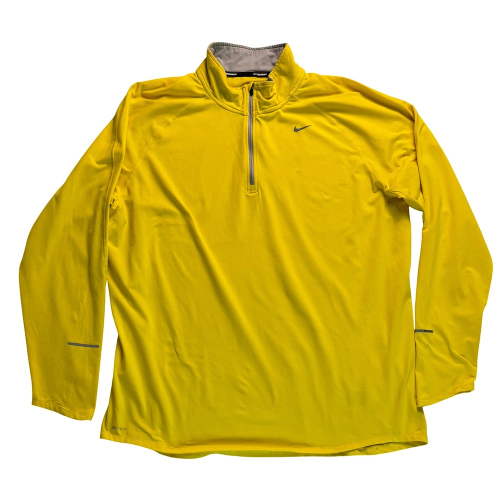 Nike Running Dri-FIT Element Half Zip Pullover Mens 2XL Yellow Performance Top